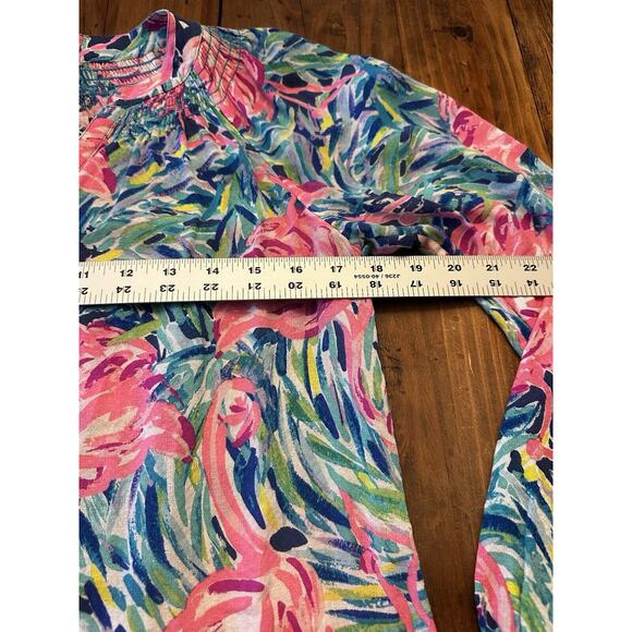 Lilly Pulitzer Top Button Front Elsa in Flamenco Beach Flamingo Print Size XS - Picture 7 of 10